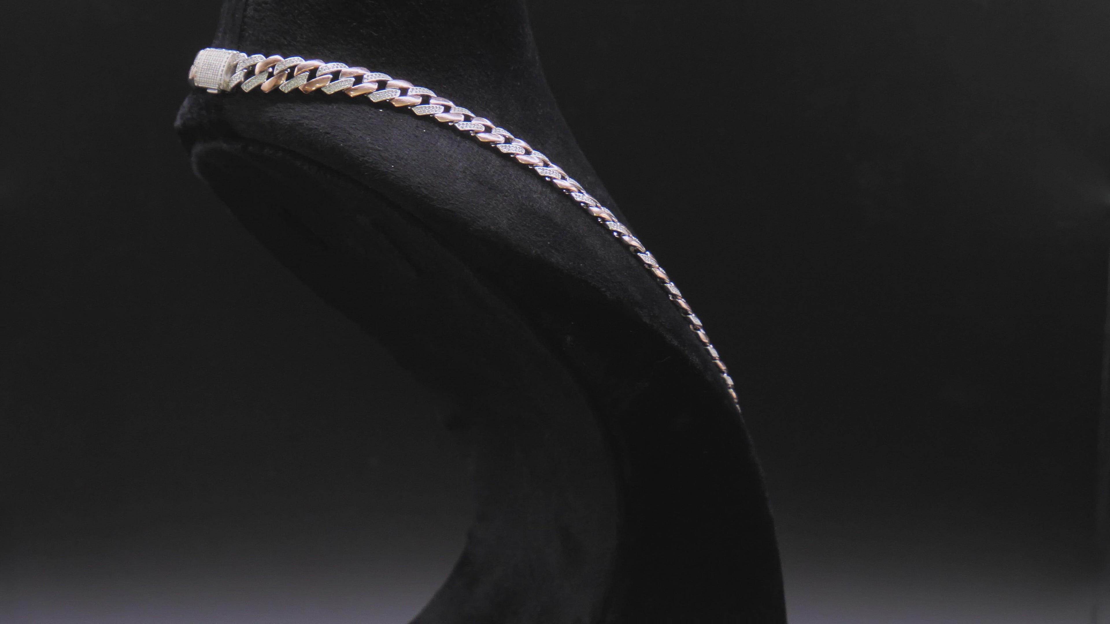 Rose Gold Cuban Link Chain Necklace With Full Pavé CZ Stone Setting